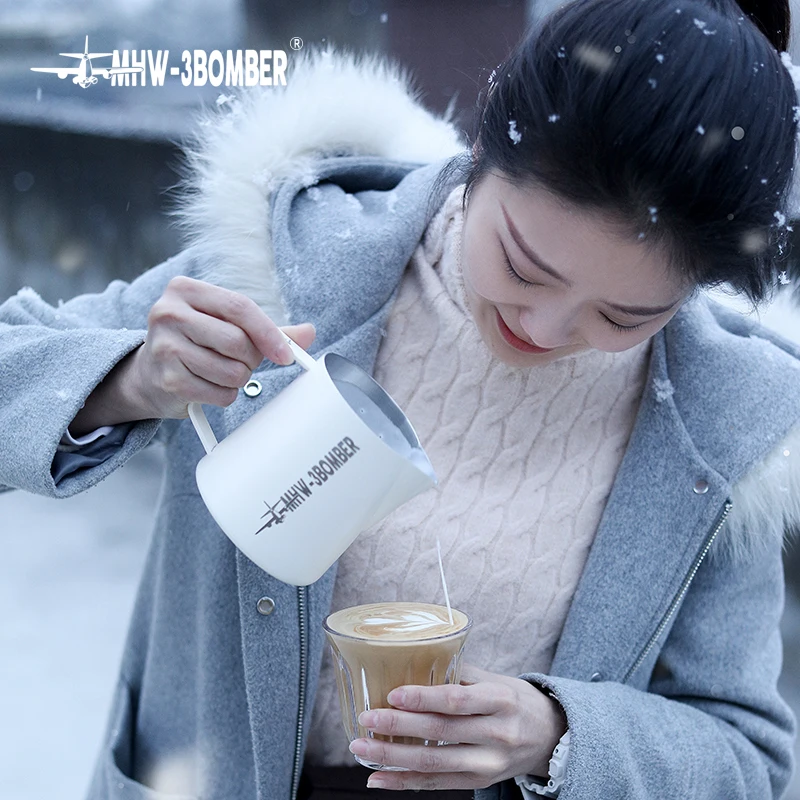 Jarras de leche de MHW-3BOMBER, Espumador de leche, ca&ntilde;o de cocodrilo, herramientas de acero inoxidable para Barista, accesorios de caf&eacute;, tirador de flor-0
