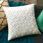 Чехол для подушки с белой жемчужной вышивкой, декоративная наволочка DUNXDECO
