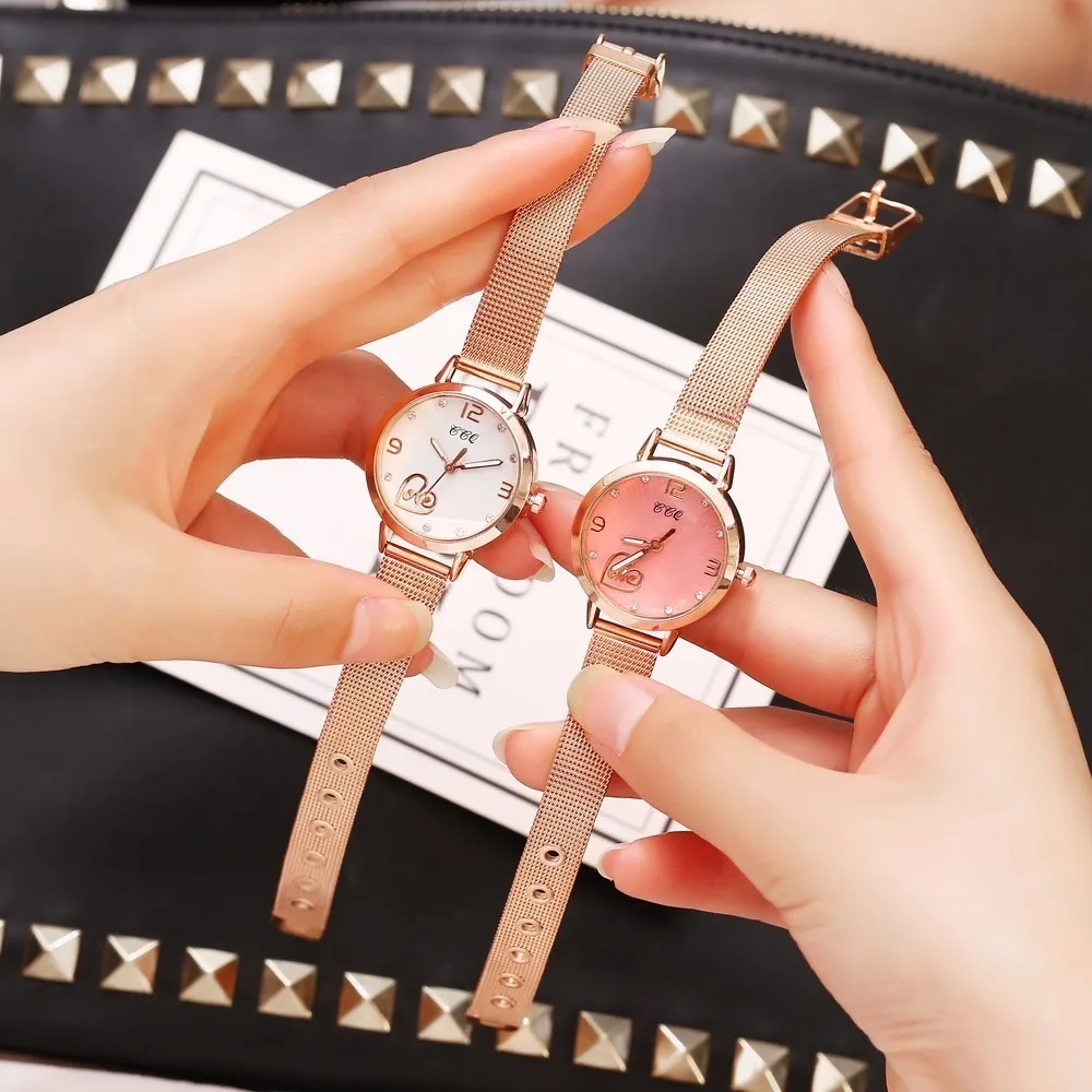 Часы женские кварцевые из нержавеющей стали под розовое золото | Наручные часы