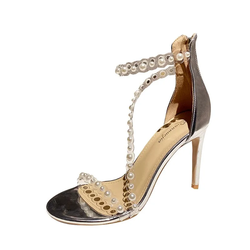 

2021 new summer personalized thin heel women's one line buckle High Heel Sandals 1963