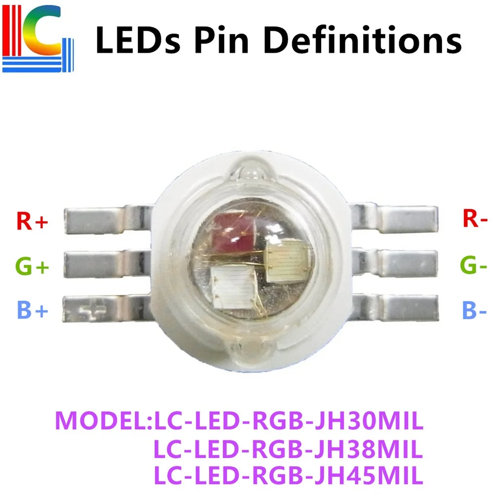 6-контактный 3 Вт 6 9 RGB в 1 светодиодный Epileds 30 мил 38 45 Красный 620 - 625 нм Зеленый 520 525