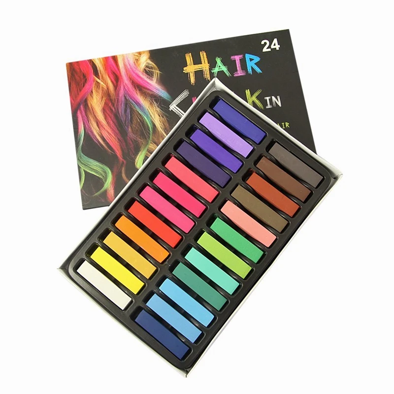 

Non-Toxic Hair Chalk Temporary Hair Dye Color's Soft Pastels Salon Set Kit (24 PCS)