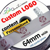haosihui 2 12 64mm custom printed logo satin ribbon polyester decoration for christmas valentines day