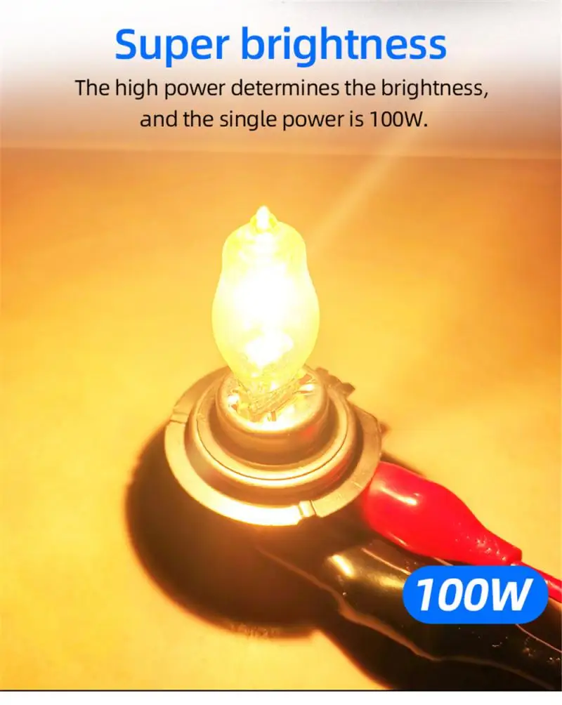 

A Pair Of Car Halogen Bulb HOD Super Bright Yellow Light Headlight 100 Watt Xenon Light Far And Near Light Gold Light Fog Light