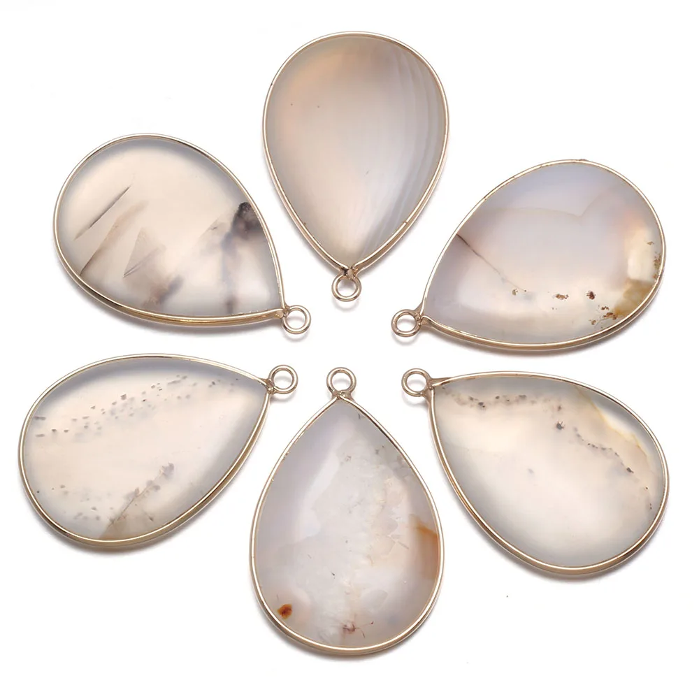 

Natural Agates Stone Pendants Waterdrop Shape White Agates Stone Charms for Jewelry Making Necklace Bracelet Gift