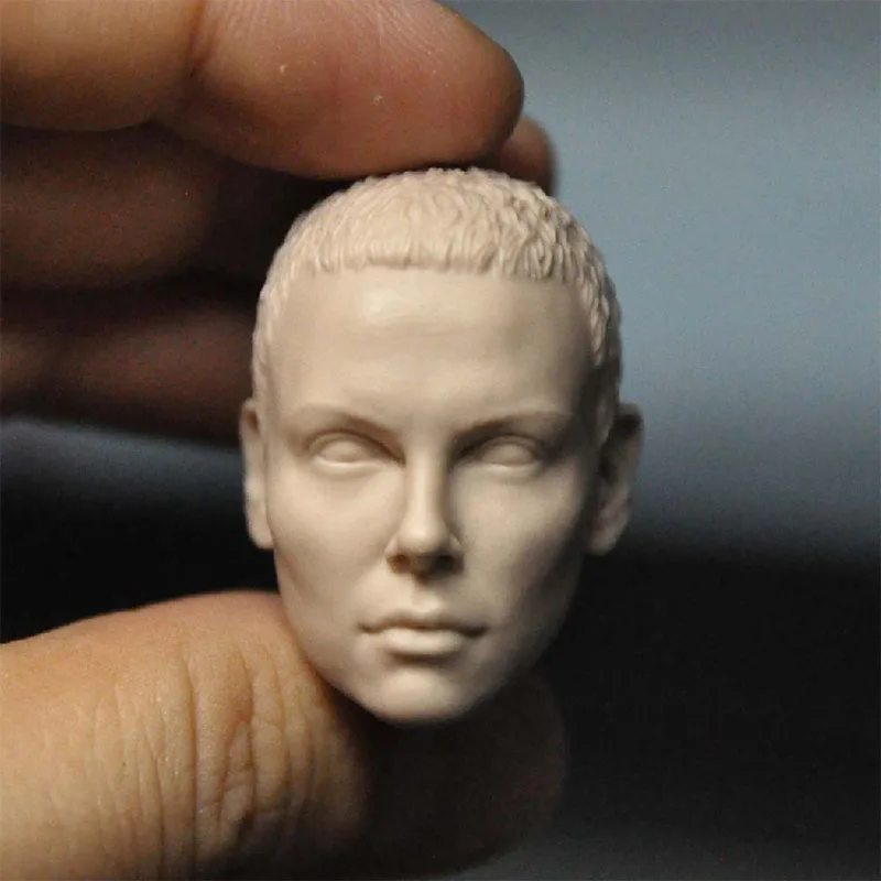 

Неокрашенная 1/6 короткие волосы Шарлиз Терон голова скульптура резьба модель подходит 12 дюймов женский солдат фигурку тела