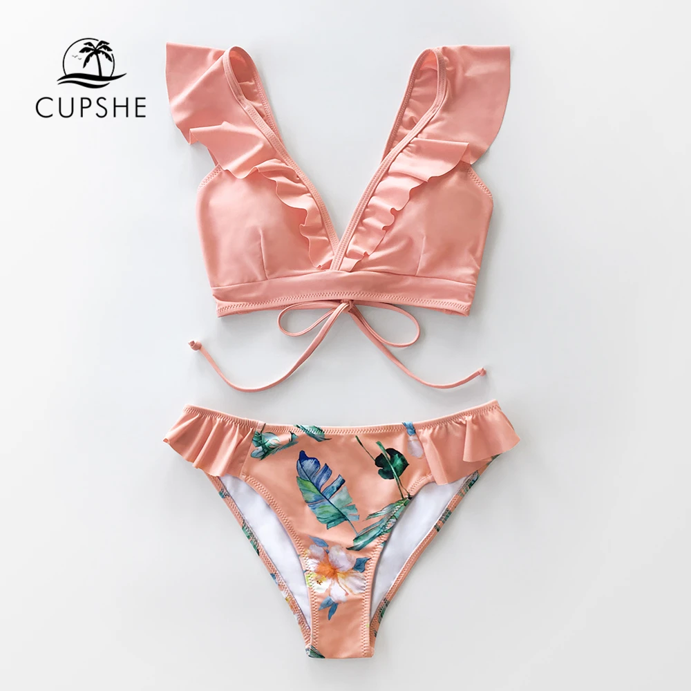 Комплект бикини CUPSHE женский в тропическом стиле пикантный купальник с