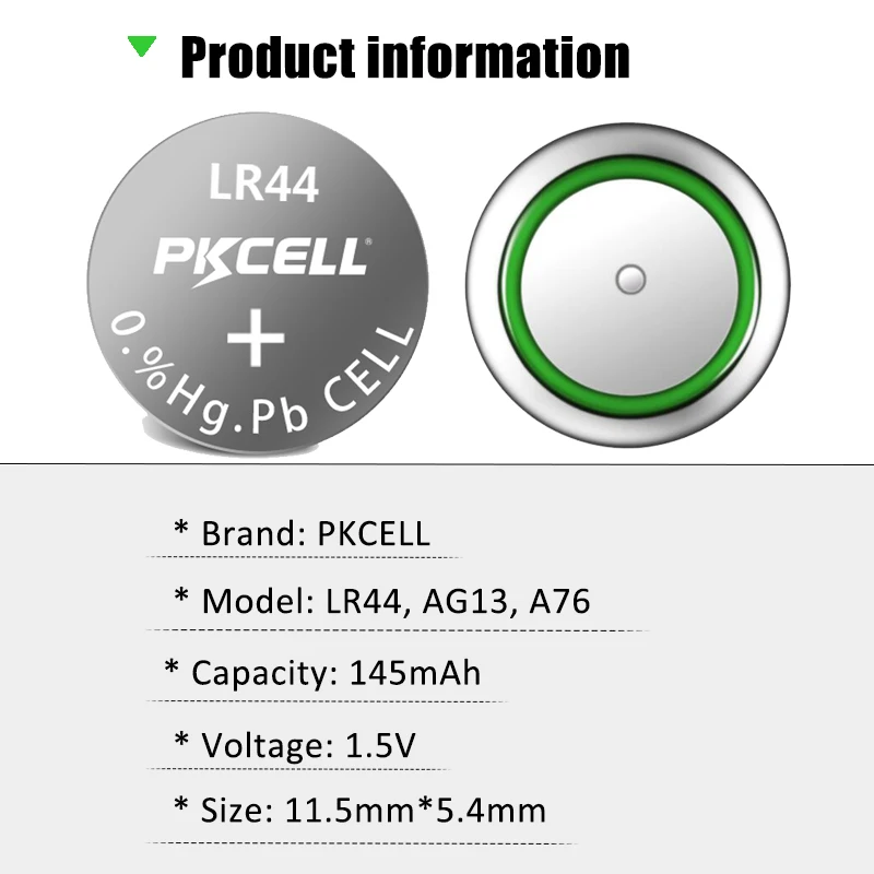 40 шт./4 карты PKCELL 1 5 В AG13 LR44 L1154 RW82 RW42 SR1154 SP76 A76 357A кнопочные батарейки для термометра