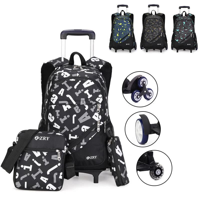 

ZIRANYU Hot Sale Men Trolley Schoolbag Luggage Book Bags Men Backpack Latest Removable Men's Travel Bags 2/6 Wheel Stairs