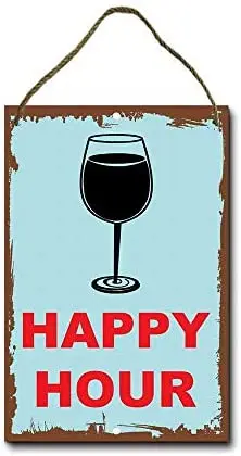 

Metal Sign 8x12 Inch Happy Hour Hanging Sign Decor