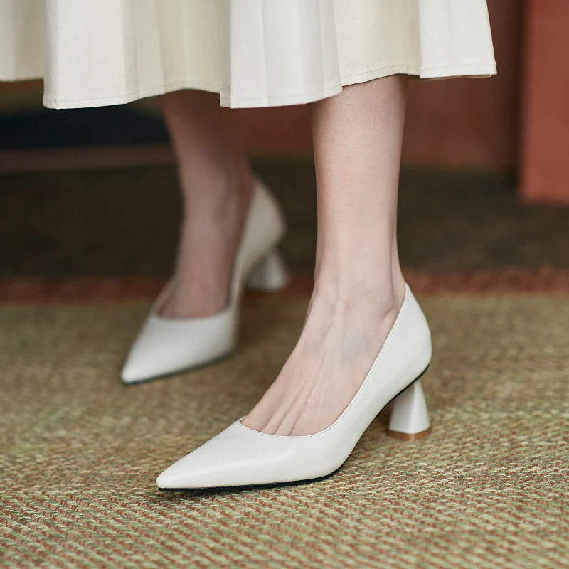 

Female Shoes Woman high Heels Shoes For Women Sallow Concise Genuine Leaher 2021 Newesr Working Party Women Shoes