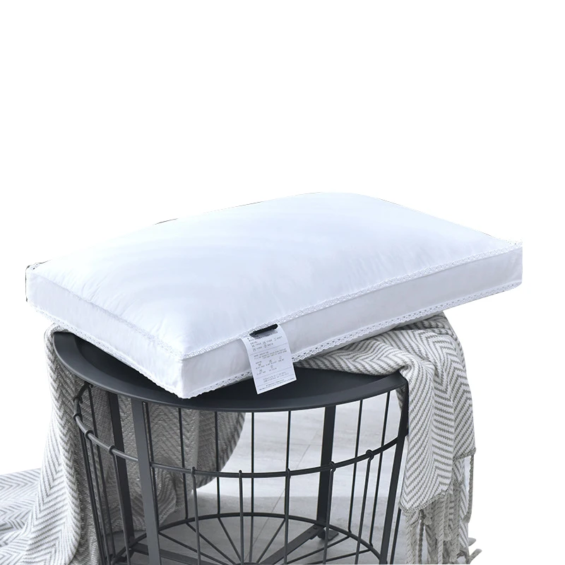 

White Goose Feather Cotton Down Pillow Adult Single White Goose Down Three-dimensional Down Pillow 74x48cm