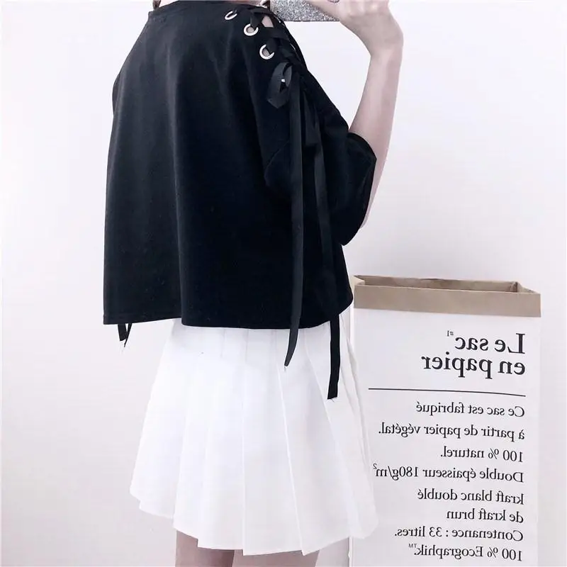 Весенне-осенний женский Укороченный свитшот с буквенным принтом на завязках