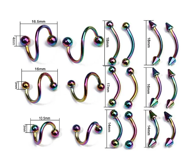 18 шт./компл. стержень из нержавеющей стали для бровей губ носа пирсинг серьги