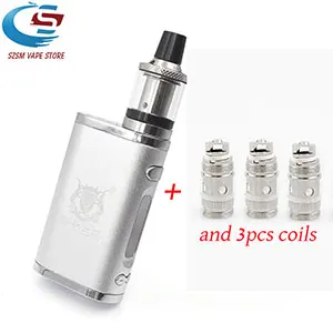 Silver and 3 coils Электронная сигарета, регулируемый vape 80 Вт, комплект модов, Встроенный 2000 мАч, батарейный блок, 3 мл, бак, электронная сигарета, большой дымовой Атомайзер - Цвет: Silver and 3 coils