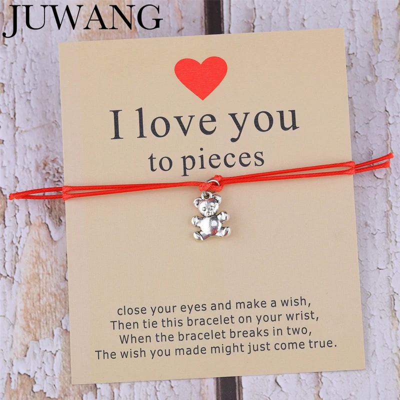 Браслет с подвесками в виде медведя регулируемый браслет Красной веревкой на