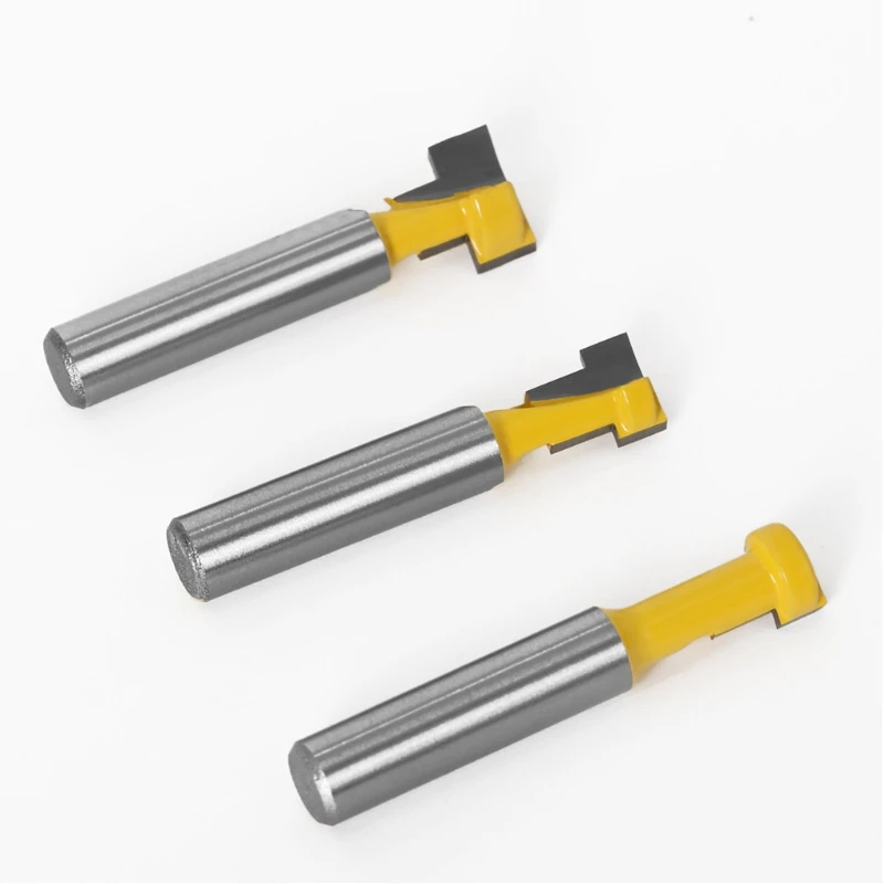 

3pcs 8mm Shank T-Slot Cutter Router Bit Set Hex Bolt Key Hole Bits T Slotting Milling Cutter for Wood Woodworking A0KF