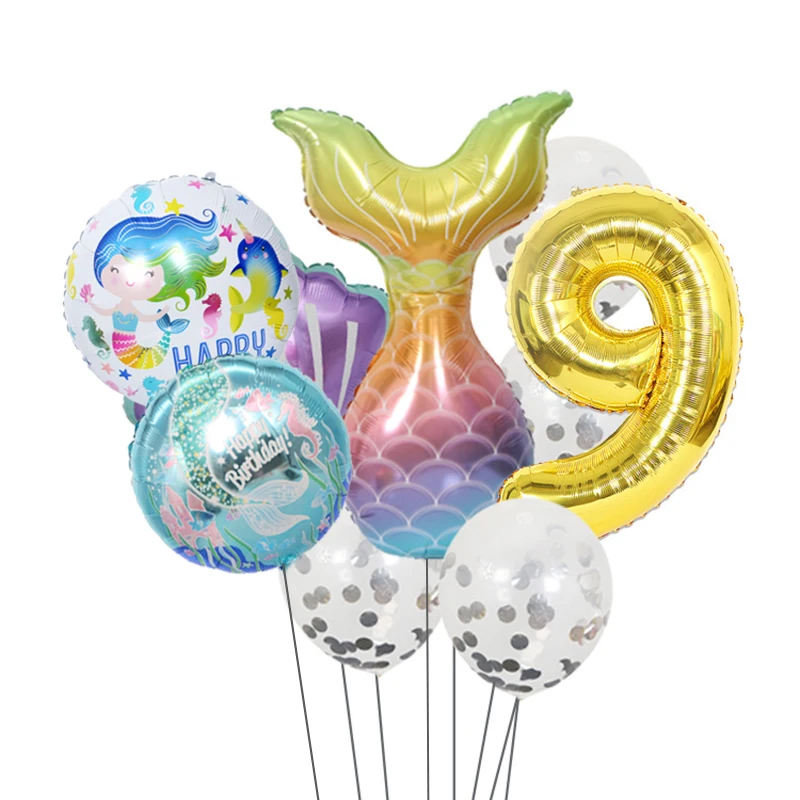 32 дюйма мультфильм фольгированные шары с русалкой шара цифрой на день рождения