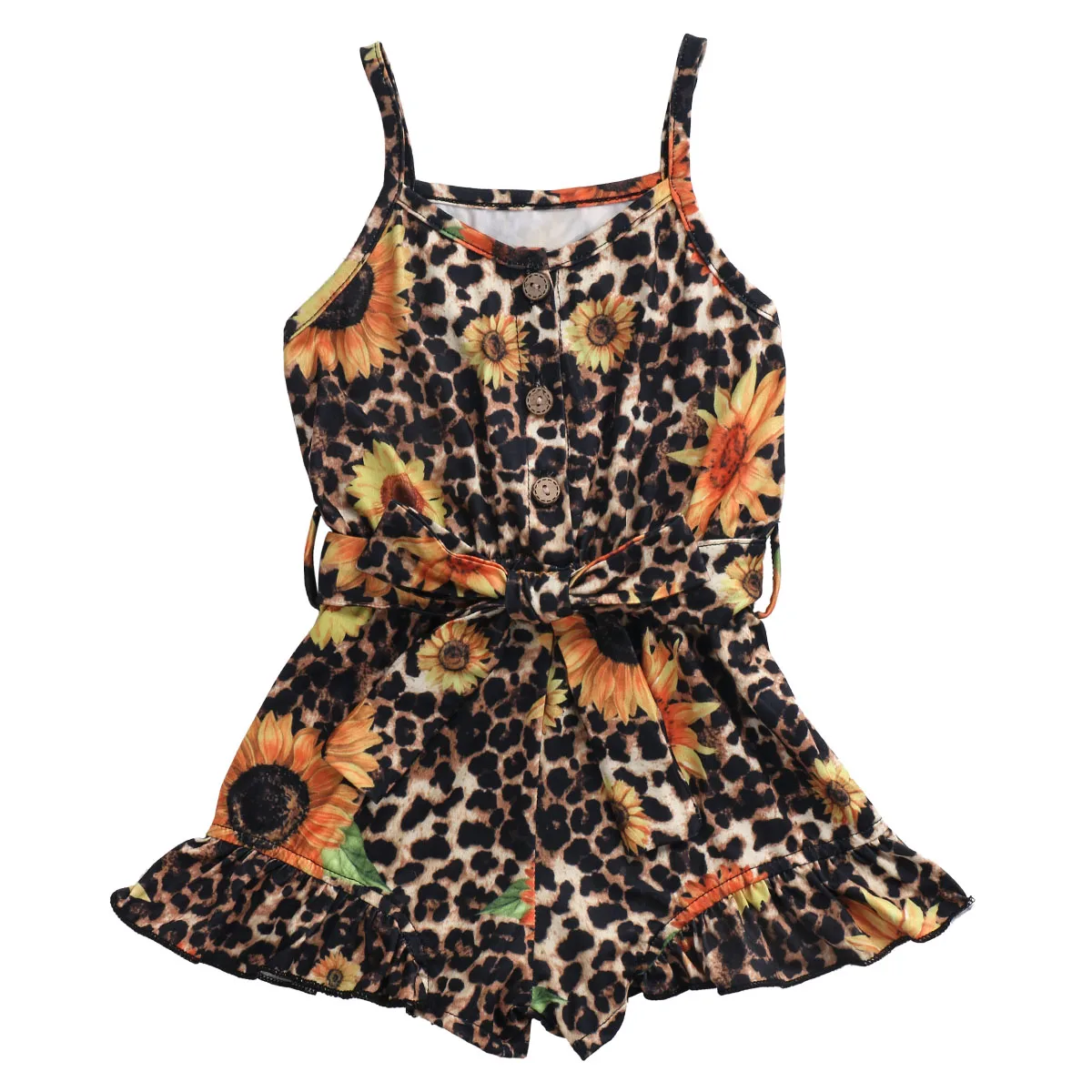 

Летний повседневный комбинезон для новорожденных Леопардовый цветок без рукавов эластичная одежда с высокой талией для девочек