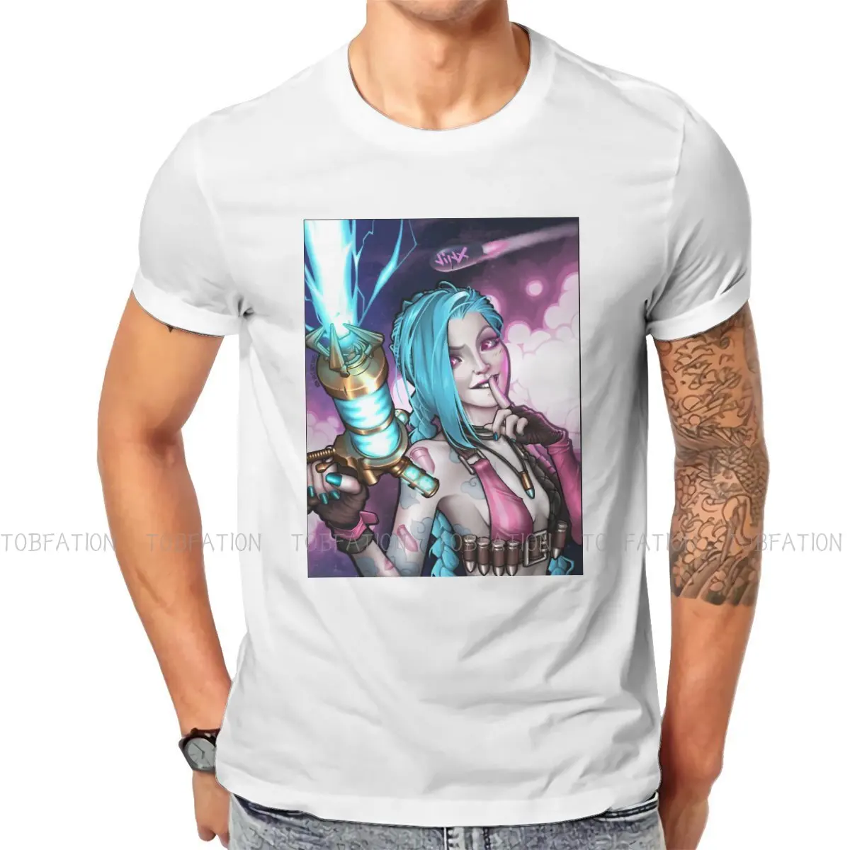 

Оригинальные футболки Arcane League of Legends LOL с аниме, классная мужская футболка с принтом Jinx, новая трендовая одежда, размер женской одежды