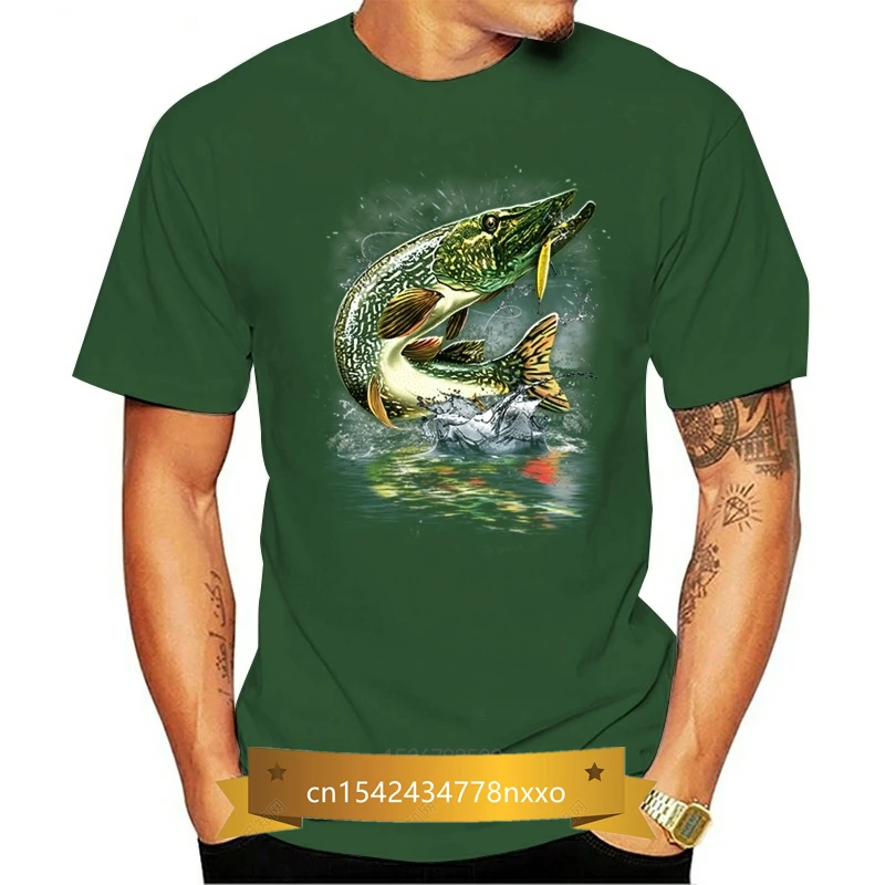 

Northern pike men's t-shirts pike blue pike jumping the pike fly fisher men's t-shirt nofo custom clothing