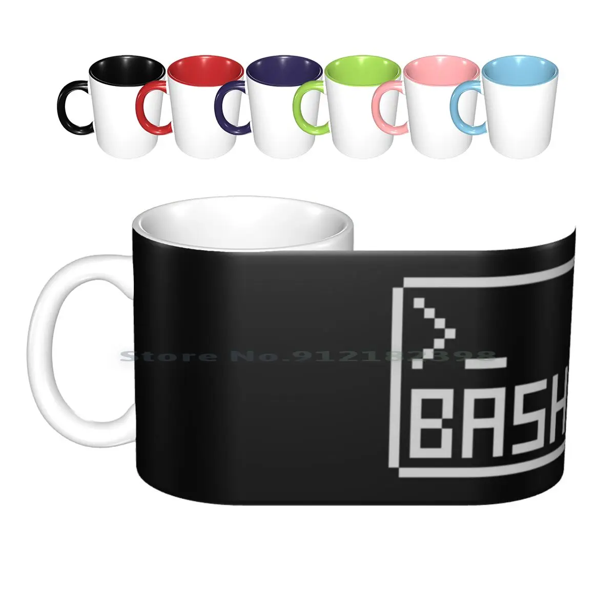 

Пиксельный рисунок Bash для хакеров командной строки, керамические кружки, кофейные чашки, кружка для молочного чая, Bash Shell, программатор пикс...