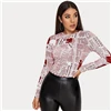 SHEIN Женская Повседневная футболка с буквенным принтом и круглым вырезом на весну и осень, облегающие уличные футболки с длинным рукавом