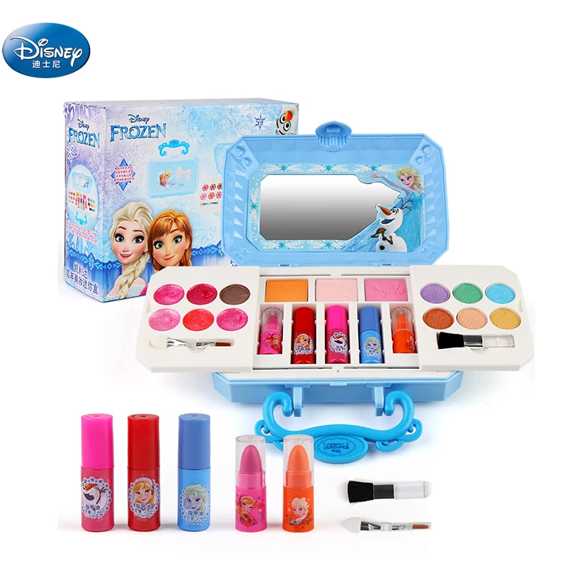 Disney девушки замороженная Косметика Снежная принцесса реальный Макияж чемодан