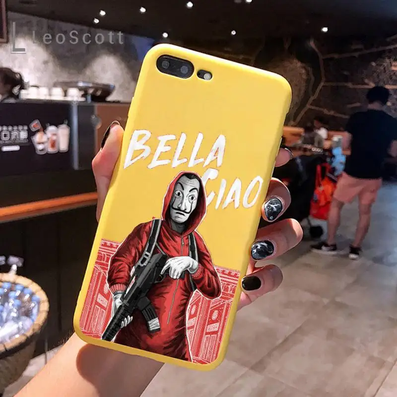 

Spain TV Money Heist House Paper Phone Case Yellow Candy Color for iPhone 6 7 8 11 12 s mini pro X XS XR MAX Plus