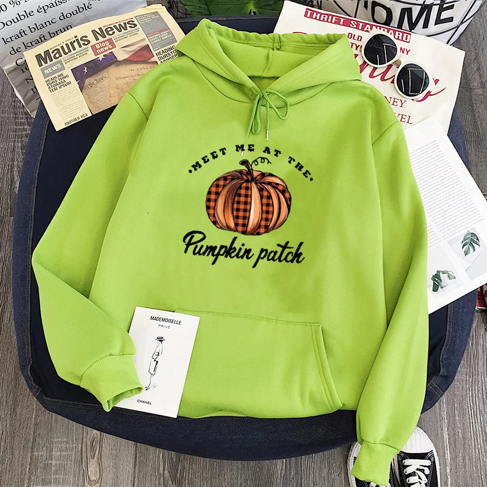 

Meet Me At The Pumpkin Hoodies Thanksgiving Fall Gifts For Women Oversized Women 2021 Pumpkin Patch Sweatshirt new