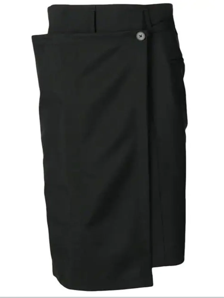 Men's Short Skirt Summer New Dark Irregular Asymmetric Stitching Design Young Fashion Stylist Trend Samurai Pant Skirt