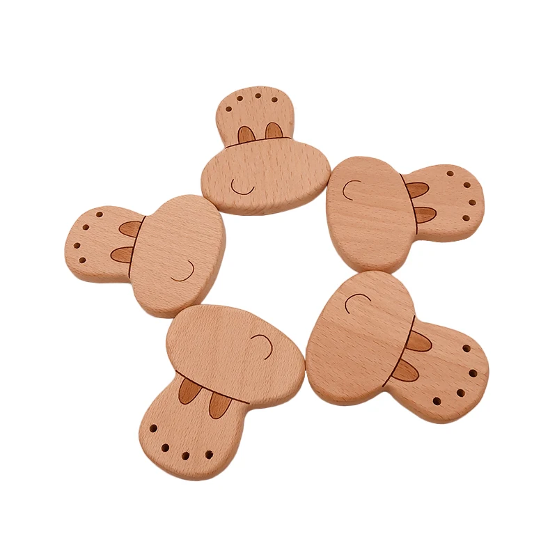 Kissteether-mordedor de madera para beb&eacute; reci&eacute;n nacido, juguete org&aacute;nico, sonajero de madera, abalorios para beb&eacute;, mordedor de madera de haya natural-3
