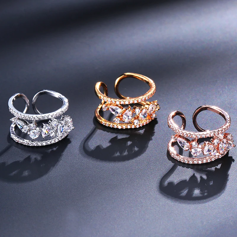 Uilz модные Micro Pave Цирконий кольцо для большого пальца женщин белые золотые