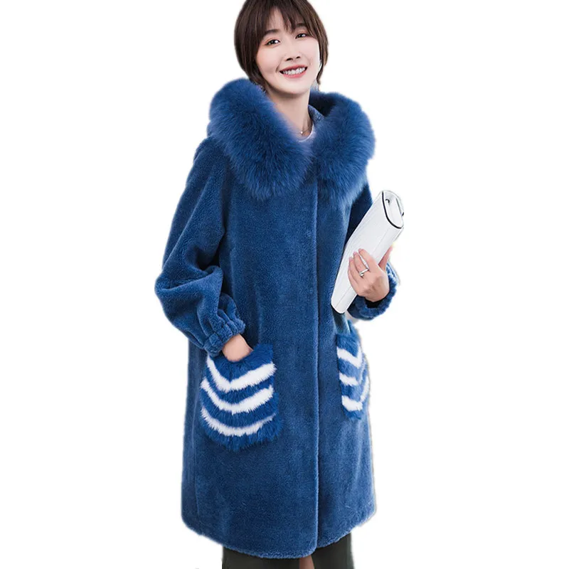 2020 женские пальто из толстой шерсти с натуральным лисьим мехом меховой воротник