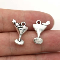 30pcs antique silver plated cups charms for jewelry making earrings bracelet findings diy accessories 20x12mm