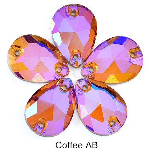 Coffee AB Высокое качество, много цветов, каплевидные пришивные стразы, каплевидные пришивные камни, стеклянные стразы, пришивные стразы, свадебное платье Y1250 - Цвет: Coffee AB