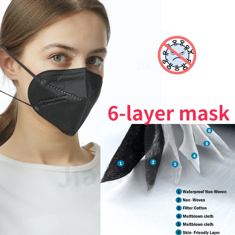 6-этажные защитные маски fpp2 одобренная маска ffp2 mascarillas kn95 черные ffp 2 защитная k n95