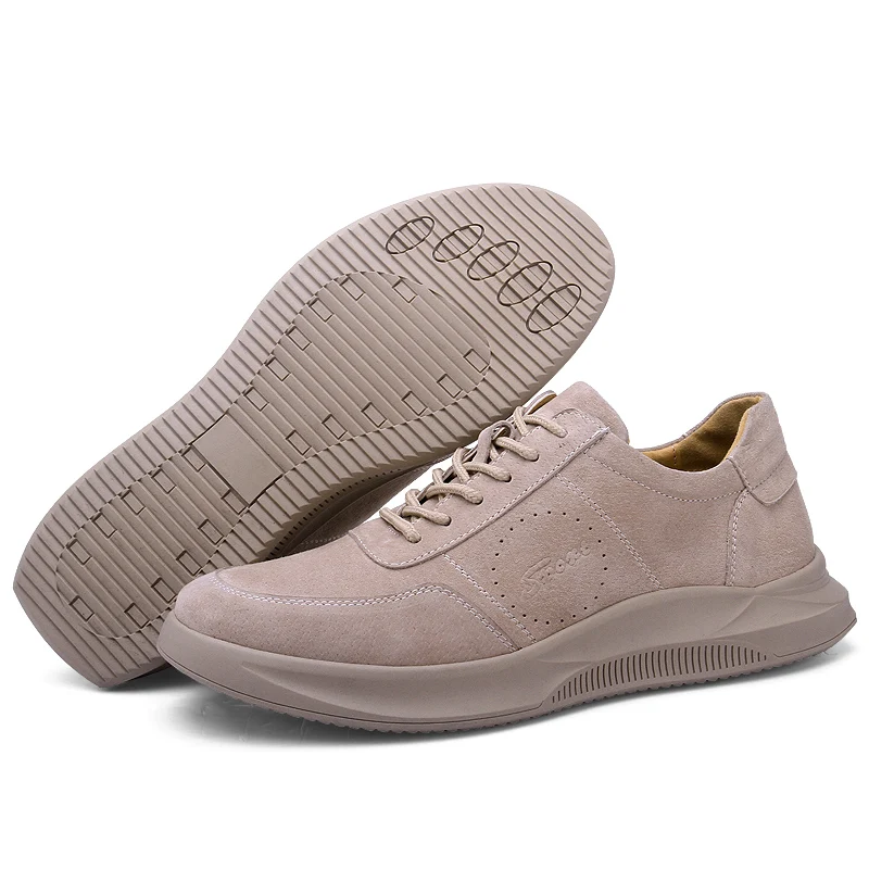 Brand Genuine Leather Men Shoes Lace-Up Breathable Soft Autumn Casual Flats Simple Grey Style Fashion Footwear Walker Peak | Обувь
