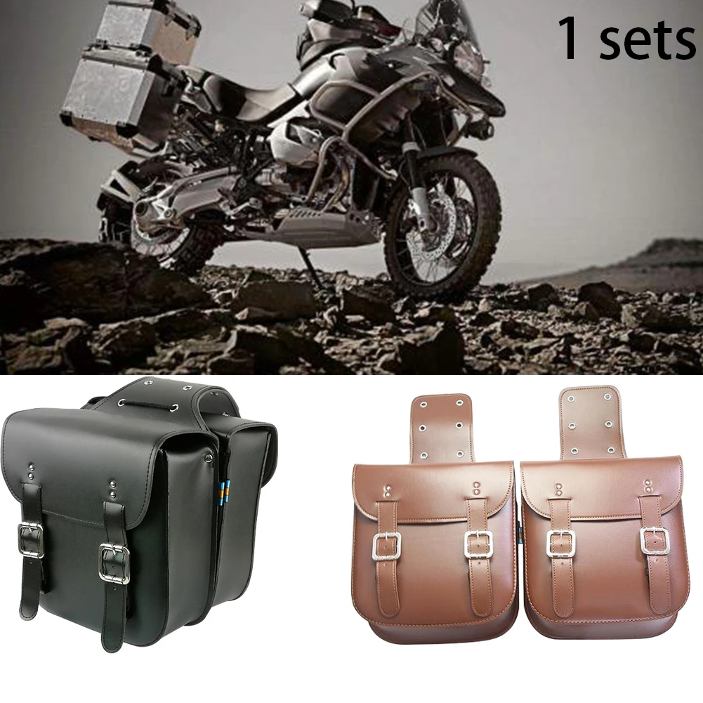 

2pcs PU Leather Outdoor Waterproof Rear Seat Accessories Motorcycle Saddle Bag Tool Multifunction Universal Large Capacity