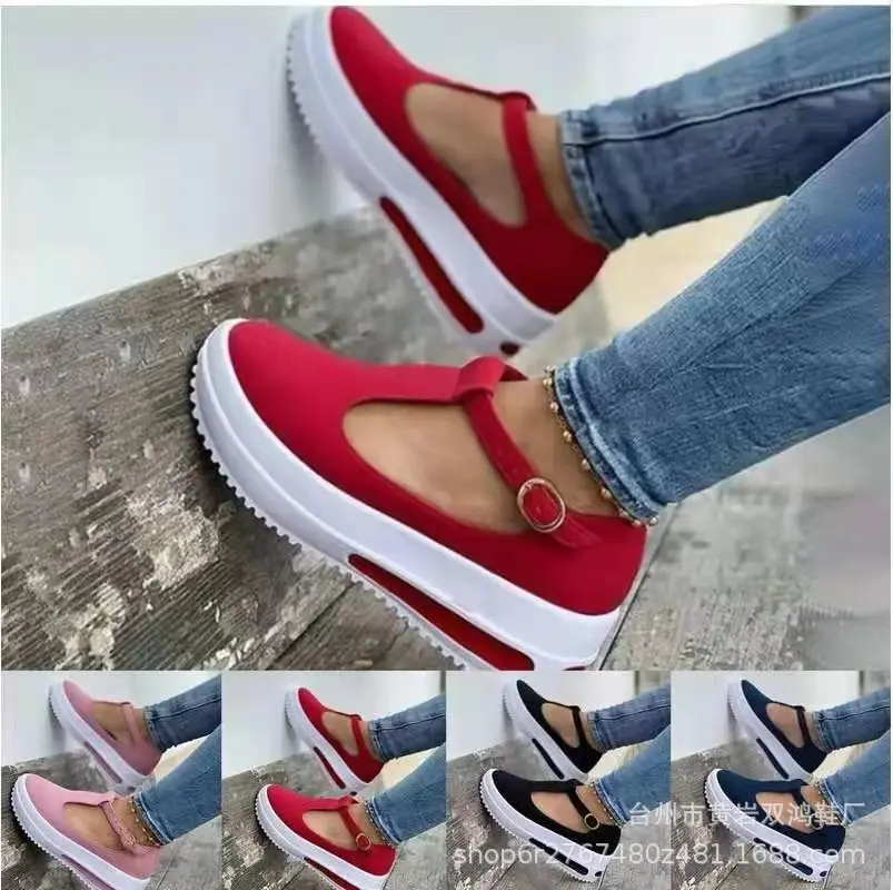

Popular Summer women's sandals women's hollow wedge button platform casual shoes women's soft beach shoes