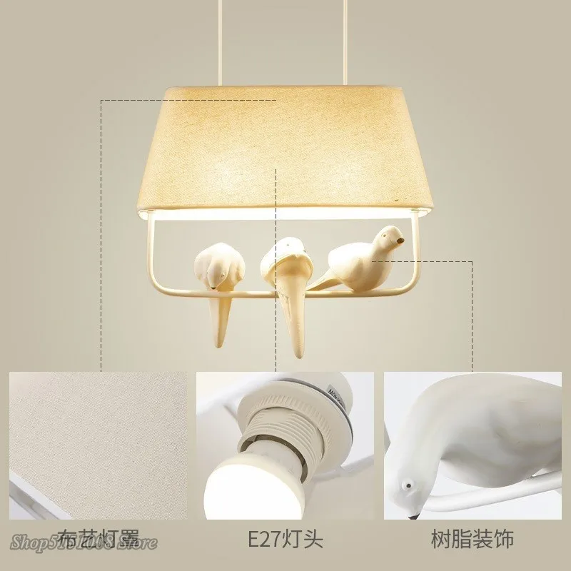 Подвесной светильник в скандинавском стиле для столовой с птицами люстра из