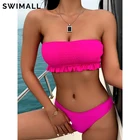 2021 сексуальный купальник-бандо, женский купальник с оборками, Женский комплект бикини пуш-ап, пляжный купальный костюм, летнее бикини
