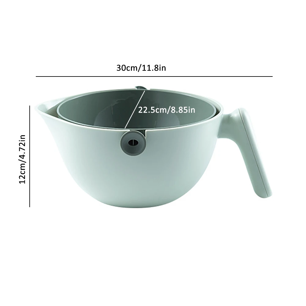 

Nordic Double Drain Basket Rice Vegetables Fruit Washing Drain Bowl Colander Baskets Kitchen Gadget For Snack Cookies