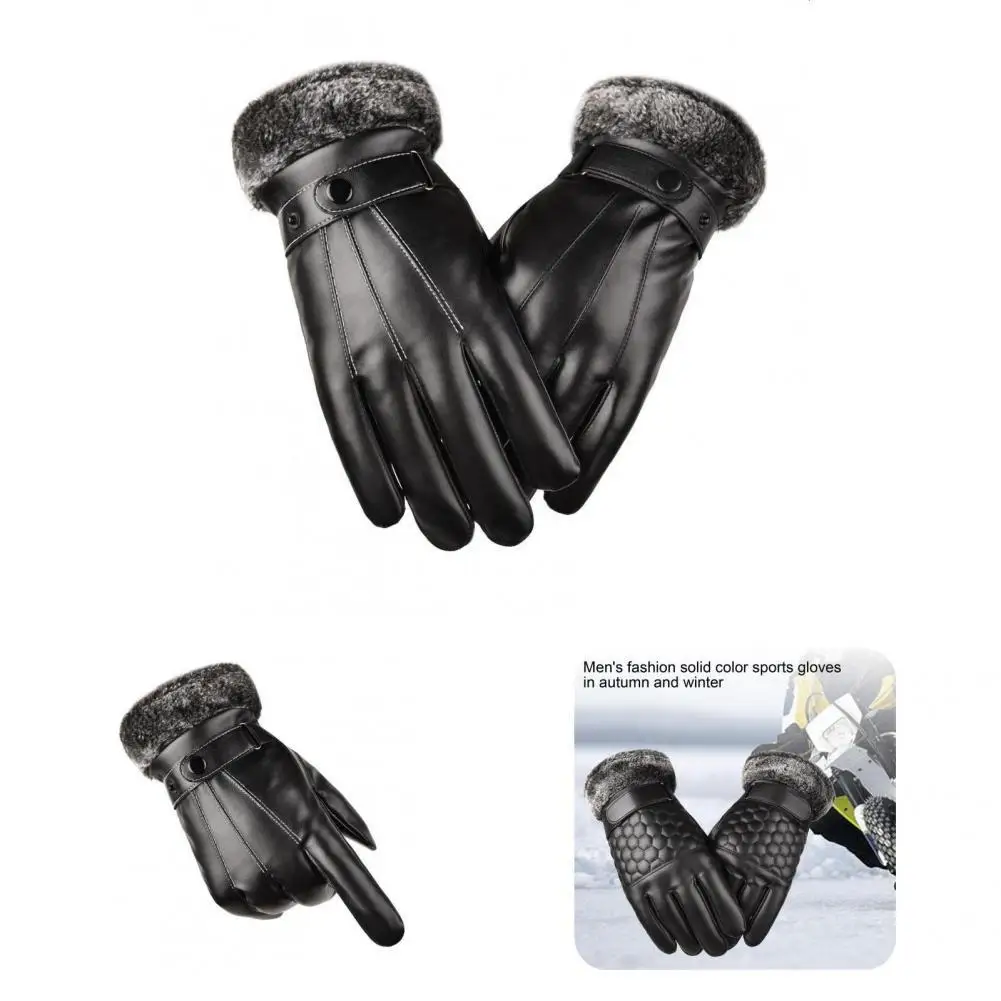 

Wear-resistant 1 Pair Casual Pure Color Warm Gloves Autumn Winter Sports Gloves Plush Lining for Jogging