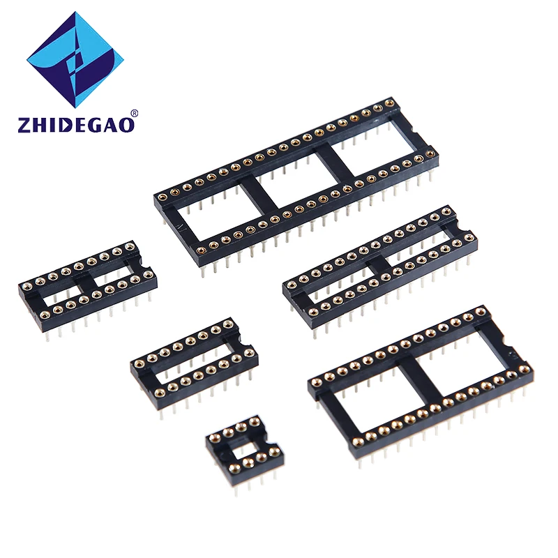 ZHIDEGAO 10PCS круглый отверстие IC разъем коннектор DIP 6 8 14 16 18 20 24 28 40 контактов разъемы DIP6 DIP8 DIP14 DIP16 DIP18 DIP20 Pins on.