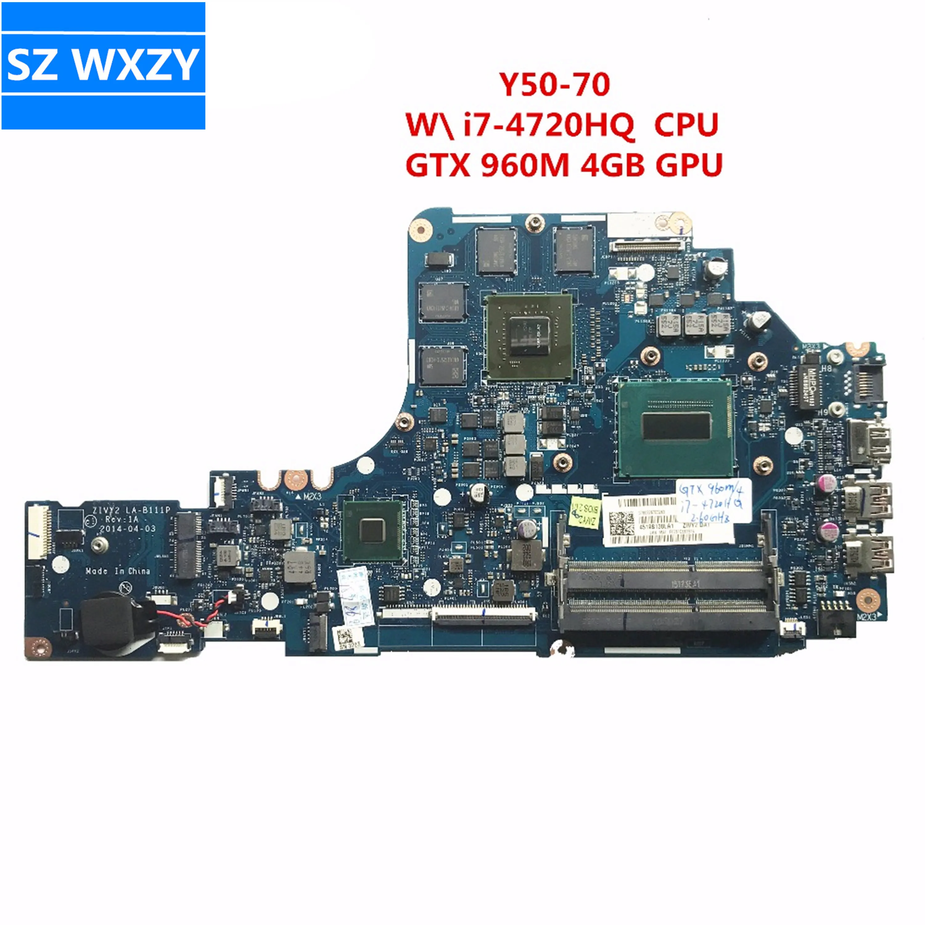 Для Lenovo Y50-70 материнская плата портативного компьютера с i7-4720HQ 2 60 ГГц процессор GTX