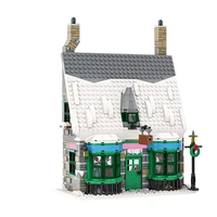 moc christmas series winter village post office building blocks kit idea assemble house bricks toys for children birthday gifts