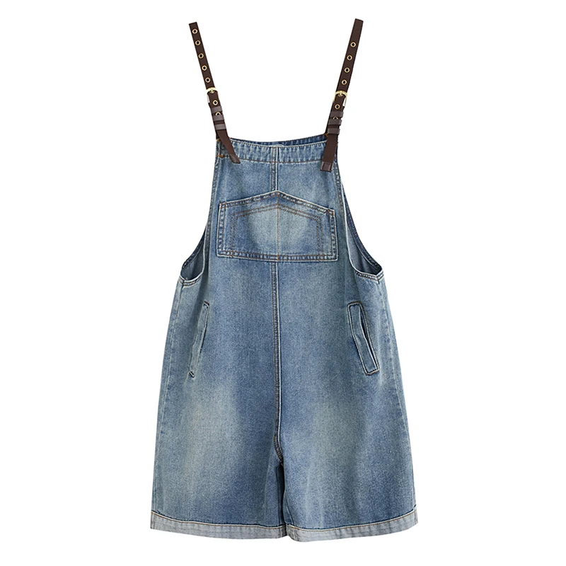 #1513 Denim Overalls Women Summer 2020 Korean Fashion Women Playsuit Jumpsuit Spaghetti Loose Plus Size Wide Leg Jumpsuit Short