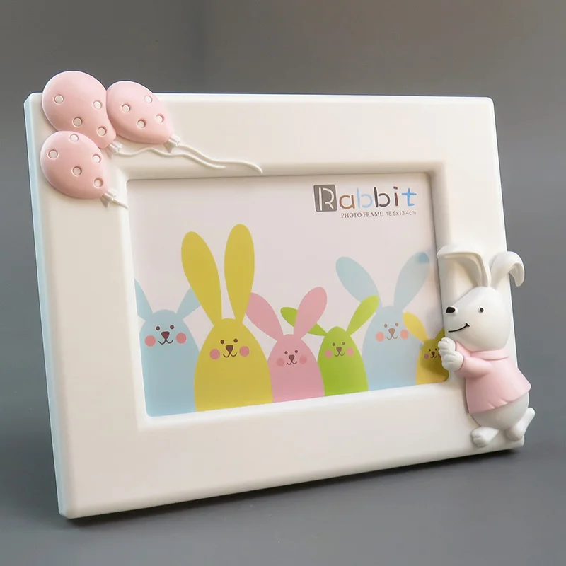

7-inch Creative Photo Frame Cartoon Rabbit Bear Plastic Clip Plant Picture Frame For Home Desktop Decoration Gifts