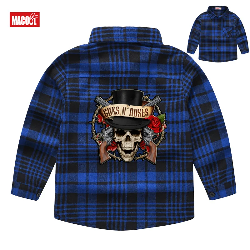 Рубашка в клетку для мальчиков 2-8 лет с принтом | Детская одежда и обувь